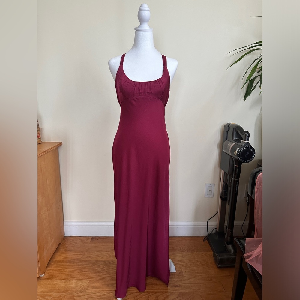 Wine slip dress